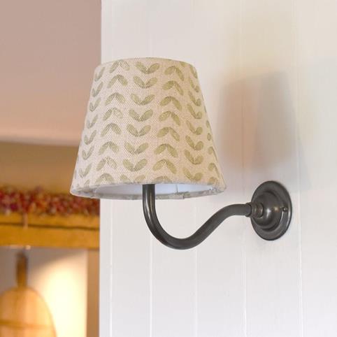 SYCAMORE GREEN LINEN SHADE Wall Light in Bronze