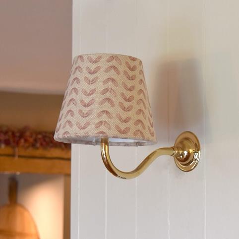 SYCAMORE PINK LINEN SHADE Wall Light in Polished Brass