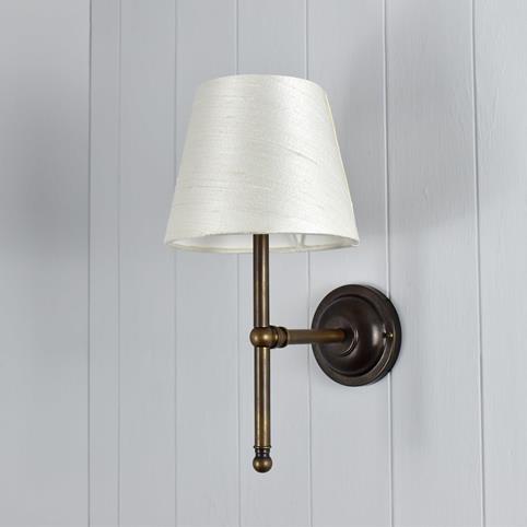 LUPIN WALL LIGHT With Cream Silk Shade in Antique Brass