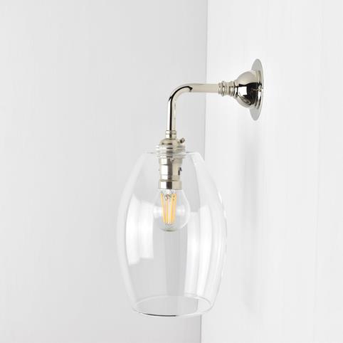 CAMBER CLEAR Small Elbow Wall Light in Nickel