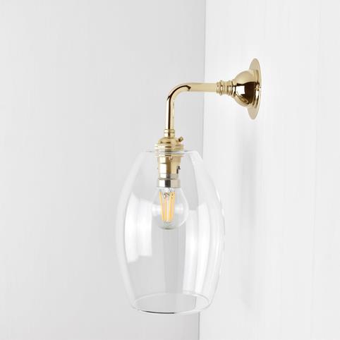 CAMBER CLEAR Small Elbow Wall Light in Polished Brass