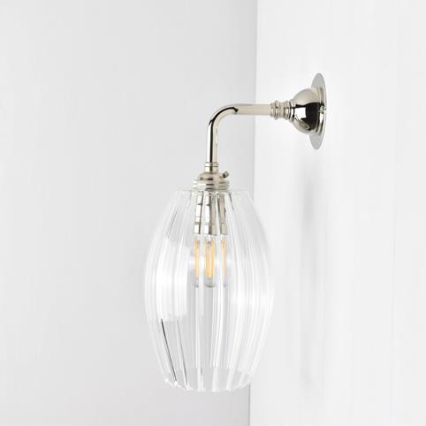 CAMBER RIBBED Small Elbow Wall Light in Nickel