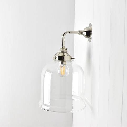 HYTHE CLEAR Small Elbow Wall Light in Nickel
