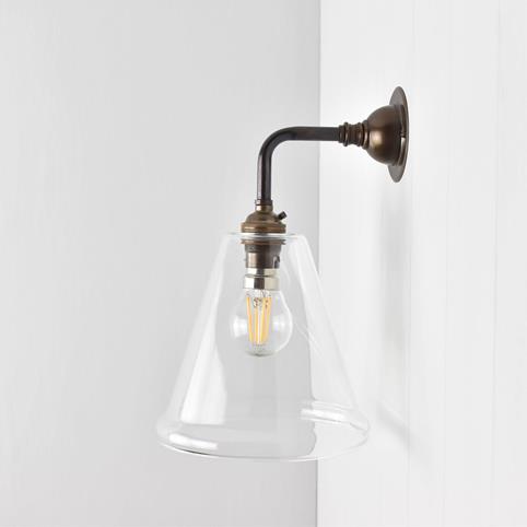 RYE CLEAR Small Elbow Wall Light in Antique Brass
