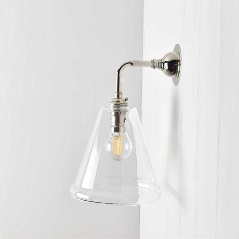 RYE CLEAR Small Elbow Wall Light in Nickel