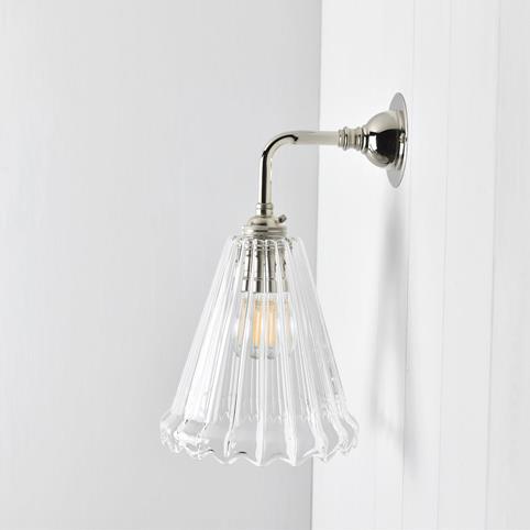 RYE RIBBED Small Elbow Wall Light in Nickel