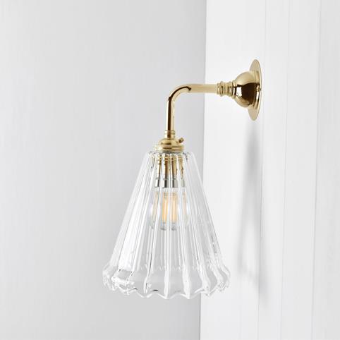 RYE RIBBED Small Elbow Wall Light in Polished Brass