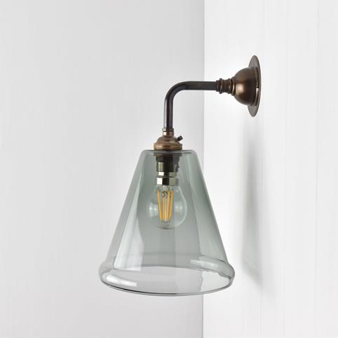 RYE SMOKED Small Elbow Wall Light in Antique Brass