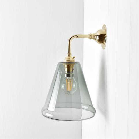 RYE SMOKED Small Elbow Wall Light in Polished Brass