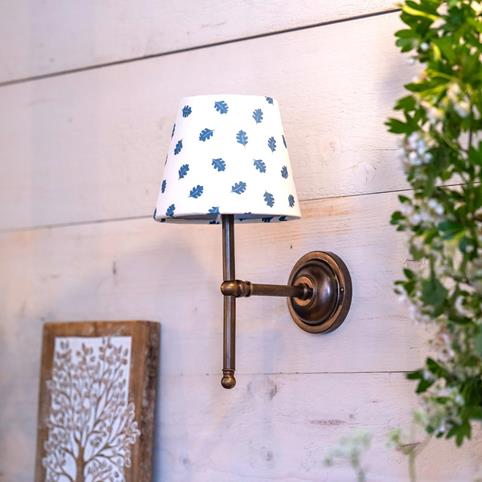 LUPIN WALL LIGHT With Blue Oak Leaf Shade
