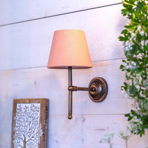 LUPIN WALL LIGHT With Pink Fabric Shade