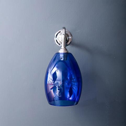 HUTTON Coloured Glass Wall Light in Blue