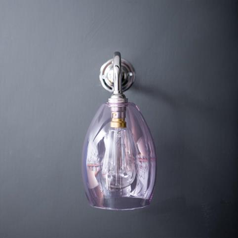 HUTTON Coloured Glass Wall Light in Pink