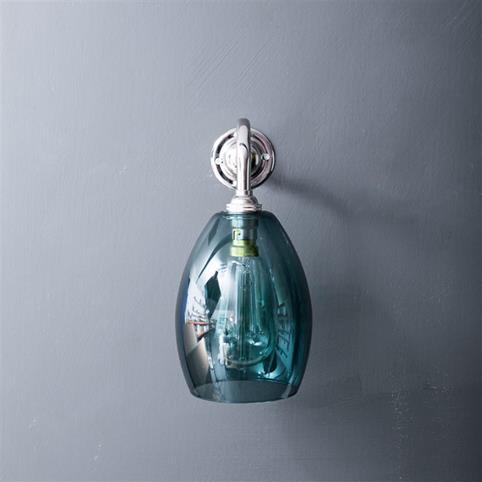 HUTTON Coloured Glass Wall Light in Teal