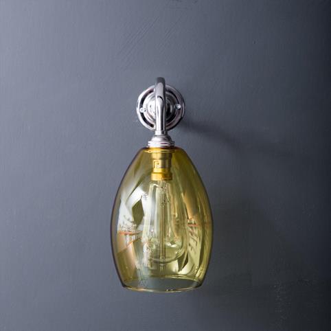 HUTTON Coloured Glass Wall Light in Yellow