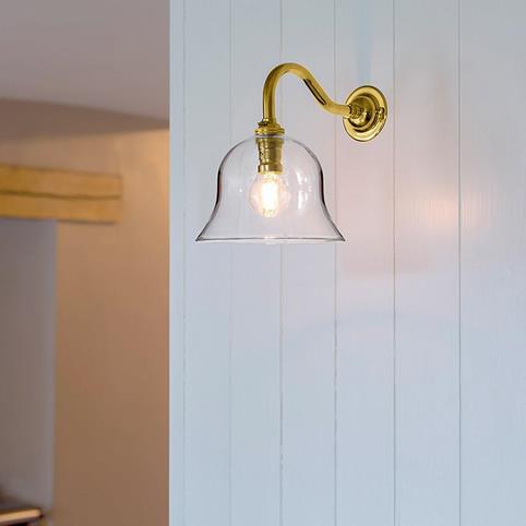 BODIUM CLEAR Glass Wall Light - Small in Polished Brass