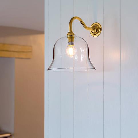 BODIUM CLEAR Glass Wall Light - Medium in Polished Brass